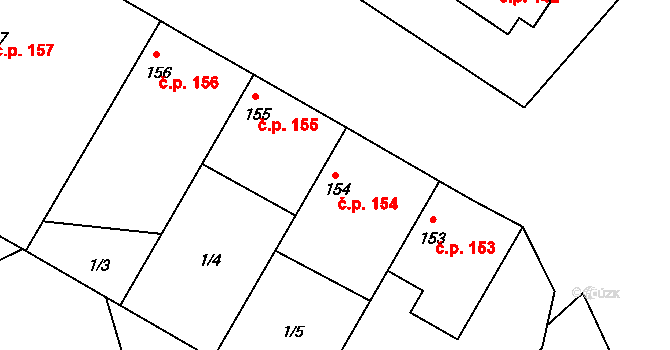 Běrunice 154 na parcele st. 154 v KÚ Běrunice, Katastrální mapa