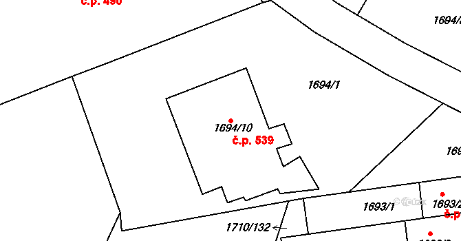 Moravský Krumlov 539,540 na parcele st. 1694/10 v KÚ Moravský Krumlov, Katastrální mapa