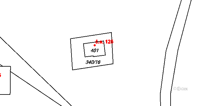 Tyra 125, Třinec na parcele st. 401 v KÚ Tyra, Katastrální mapa