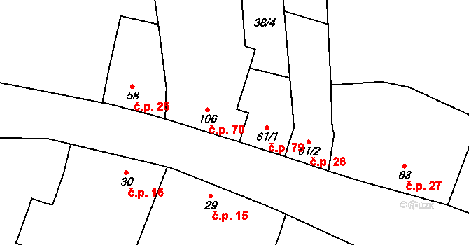 Zdislavice 70, Troubky-Zdislavice na parcele st. 106 v KÚ Zdislavice, Katastrální mapa
