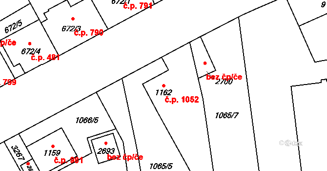 Šumperk 1052 na parcele st. 1162 v KÚ Šumperk, Katastrální mapa