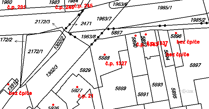 Kročehlavy 1327, Kladno na parcele st. 5888 v KÚ Kročehlavy, Katastrální mapa