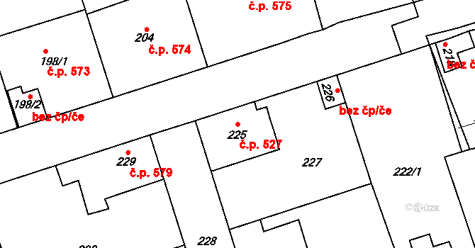 Libušín 527 na parcele st. 225 v KÚ Libušín, Katastrální mapa