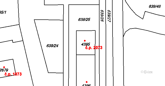 Blansko 2073 na parcele st. 4395 v KÚ Blansko, Katastrální mapa