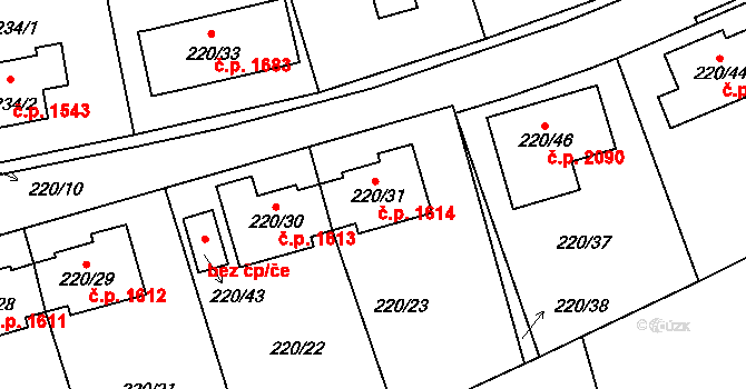 Tachov 1614 na parcele st. 220/31 v KÚ Tachov, Katastrální mapa