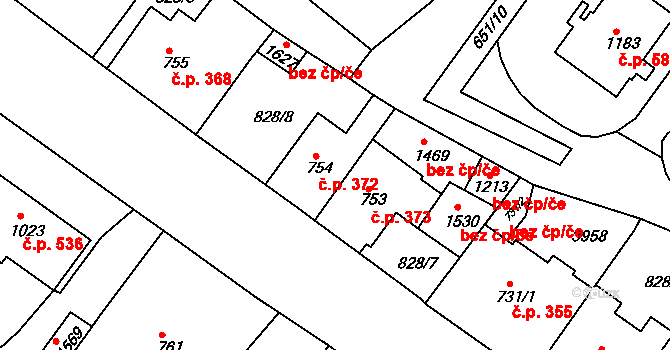 Cvikov II 372, Cvikov na parcele st. 754 v KÚ Cvikov, Katastrální mapa