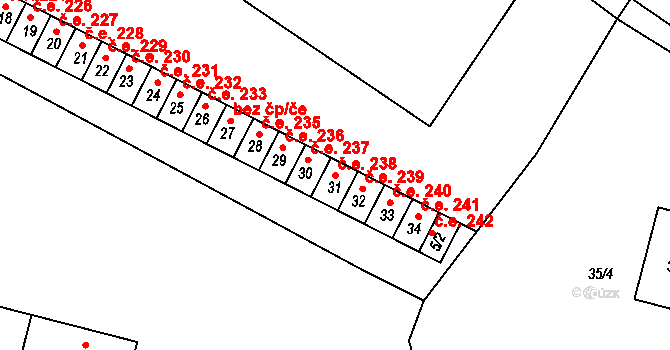 Miřetice u Klášterce nad Ohří 238, Klášterec nad Ohří na parcele st. 31 v KÚ Miřetice u Klášterce nad Ohří, Katastrální mapa