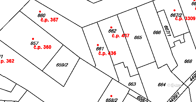 Teplice 436 na parcele st. 661 v KÚ Teplice, Katastrální mapa