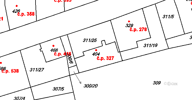 Blovice 327 na parcele st. 404 v KÚ Blovice, Katastrální mapa