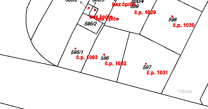 Holešovice 1032, Praha na parcele st. 596 v KÚ Holešovice, Katastrální mapa