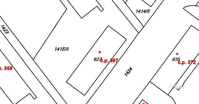 Žacléř 367 na parcele st. 627 v KÚ Žacléř, Katastrální mapa