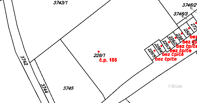 Sedloňov 155 na parcele st. 226/1 v KÚ Sedloňov, Katastrální mapa