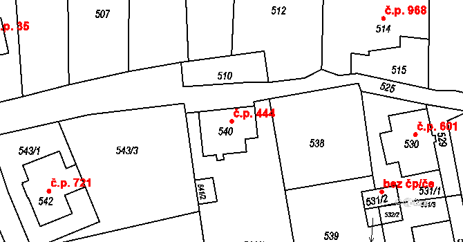 Šluknov 444 na parcele st. 540 v KÚ Šluknov, Katastrální mapa