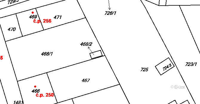 Olomučany 340 na parcele st. 468/3 v KÚ Olomučany, Katastrální mapa