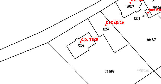 Krásná Lípa 1128 na parcele st. 1256 v KÚ Krásná Lípa, Katastrální mapa