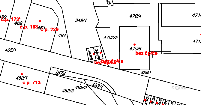Brno 39478670 na parcele st. 349/6 v KÚ Komárov, Katastrální mapa