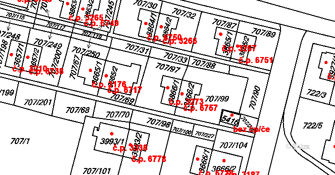 Zlín 3273 na parcele st. 3866/1 v KÚ Zlín, Katastrální mapa