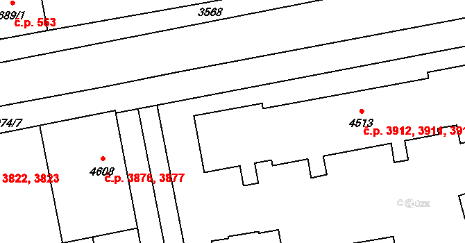 Zlín 3911,3912,3913,3914 na parcele st. 4513 v KÚ Zlín, Katastrální mapa