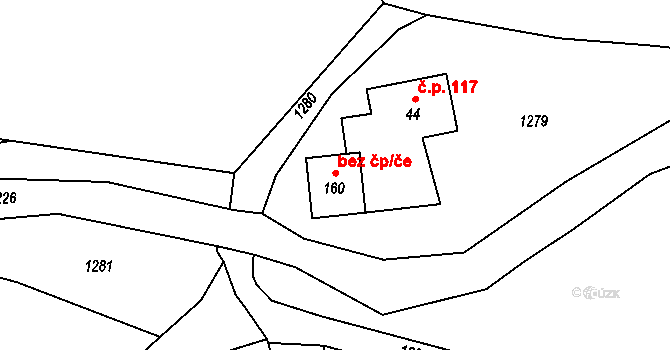 Verneřice 42787670 na parcele st. 160 v KÚ Loučky u Verneřic, Katastrální mapa