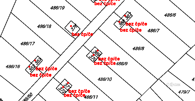 Obrnice 43690670 na parcele st. 369 v KÚ Obrnice, Katastrální mapa