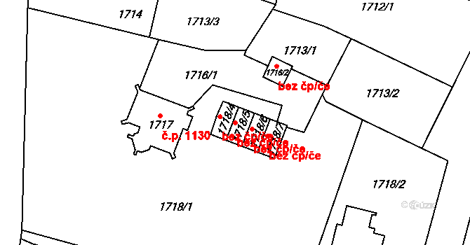 Chomutov 45032670 na parcele st. 1718/5 v KÚ Chomutov I, Katastrální mapa