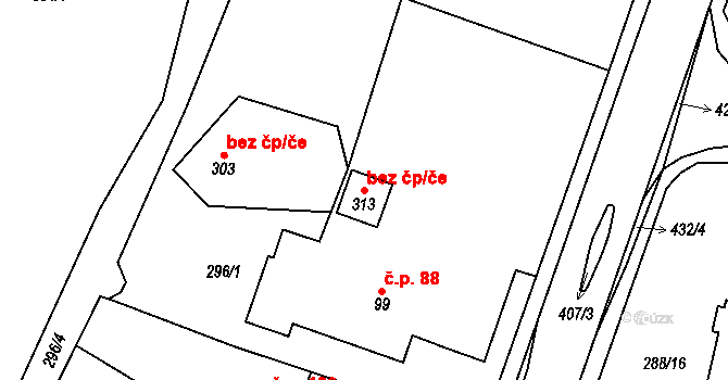 Brněnec 46010670 na parcele st. 313 v KÚ Moravská Chrastová, Katastrální mapa