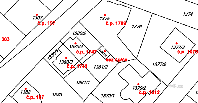 Praha 50366670 na parcele st. 1381/3 v KÚ Kunratice, Katastrální mapa