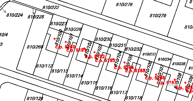 Proseč nad Nisou 5183, Jablonec nad Nisou na parcele st. 810/103 v KÚ Proseč nad Nisou, Katastrální mapa