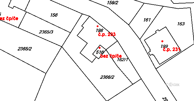 Jablonné v Podještědí 70970670 na parcele st. 516 v KÚ Heřmanice v Podještědí, Katastrální mapa