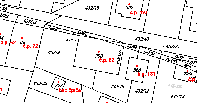 Dražkovice 82, Pardubice na parcele st. 300 v KÚ Dražkovice, Katastrální mapa