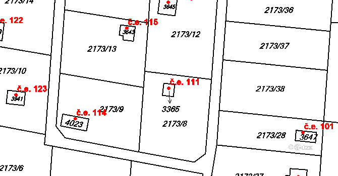 Předměstí 111, Svitavy na parcele st. 3365 v KÚ Svitavy-předměstí, Katastrální mapa