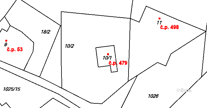 Libhošť 479 na parcele st. 10/1 v KÚ Libhošť, Katastrální mapa