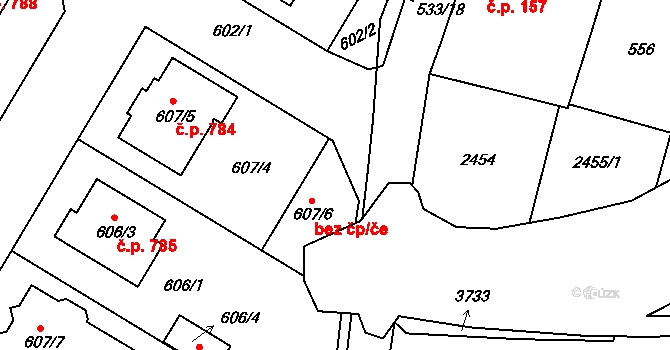 Moravský Písek 93164670 na parcele st. 607/6 v KÚ Moravský Písek, Katastrální mapa