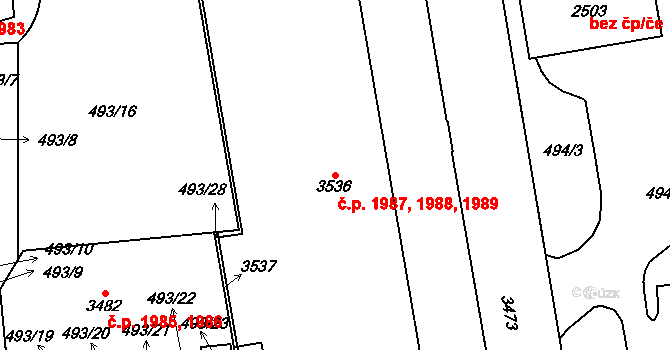Lysá nad Labem 1987,1988,1989 na parcele st. 3536 v KÚ Lysá nad Labem, Katastrální mapa