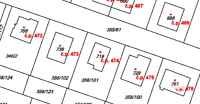 Ždírec nad Doubravou 474 na parcele st. 719 v KÚ Ždírec nad Doubravou, Katastrální mapa