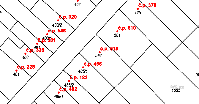 Kvasice 518 na parcele st. 562 v KÚ Kvasice, Katastrální mapa