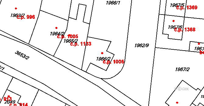 Holešov 1006 na parcele st. 1966/2 v KÚ Holešov, Katastrální mapa