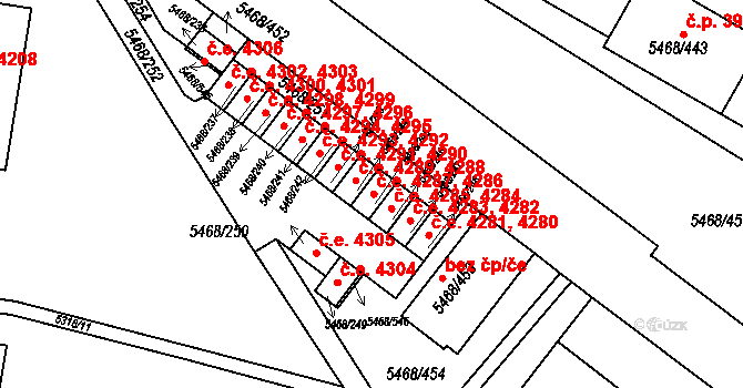 Jihlava 4286,4287 na parcele st. 5468/245 v KÚ Jihlava, Katastrální mapa