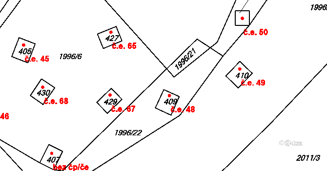 Heřmanice v Podještědí 48, Jablonné v Podještědí na parcele st. 409 v KÚ Heřmanice v Podještědí, Katastrální mapa
