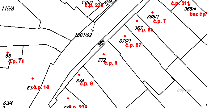 Omice 8 na parcele st. 372 v KÚ Omice, Katastrální mapa
