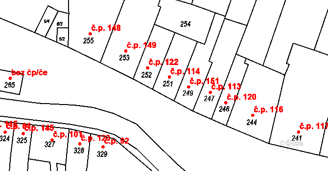 Syrovice 114 na parcele st. 251 v KÚ Syrovice, Katastrální mapa