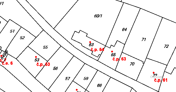Opatovice 64, Vyškov na parcele st. 63 v KÚ Opatovice u Vyškova, Katastrální mapa