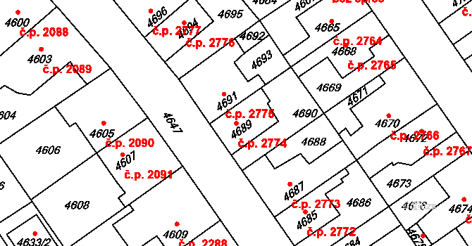 Kladno 2774 na parcele st. 4689 v KÚ Kladno, Katastrální mapa