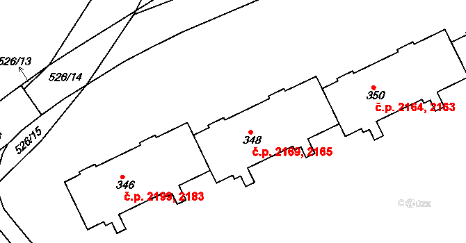 Šumperk 2165,2169 na parcele st. 348 v KÚ Dolní Temenice, Katastrální mapa