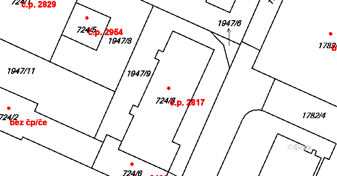 Šumperk 2817 na parcele st. 724/3 v KÚ Šumperk, Katastrální mapa