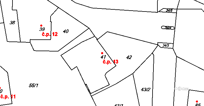 Liboc 13, Kynšperk nad Ohří na parcele st. 41 v KÚ Liboc u Kynšperka nad Ohří, Katastrální mapa