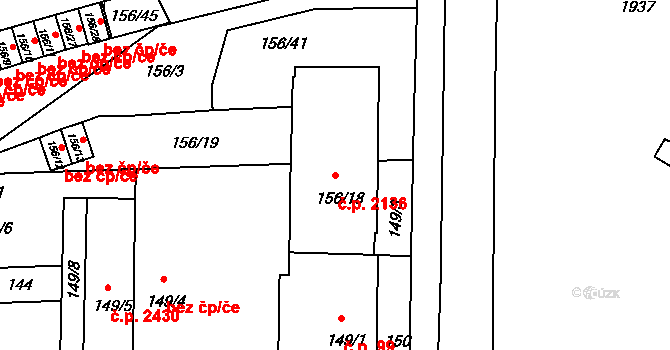 Boskovice 2136 na parcele st. 156/18 v KÚ Boskovice, Katastrální mapa