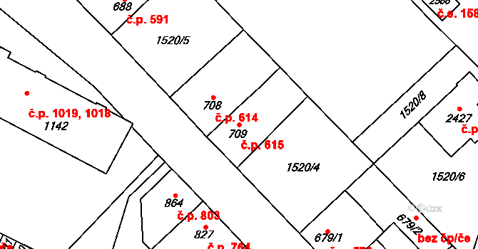Třebechovice pod Orebem 615 na parcele st. 709 v KÚ Třebechovice pod Orebem, Katastrální mapa