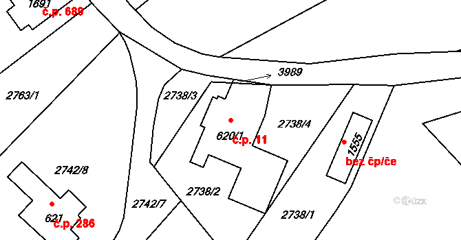 Cvikov II 11, Cvikov na parcele st. 620/1 v KÚ Cvikov, Katastrální mapa