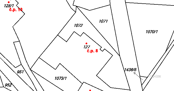 Podhorní Újezd 8, Podhorní Újezd a Vojice na parcele st. 127 v KÚ Podhorní Újezd, Katastrální mapa